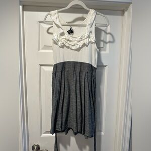 Planet Gold White and Gray Ruffled Tie Front Tank Top